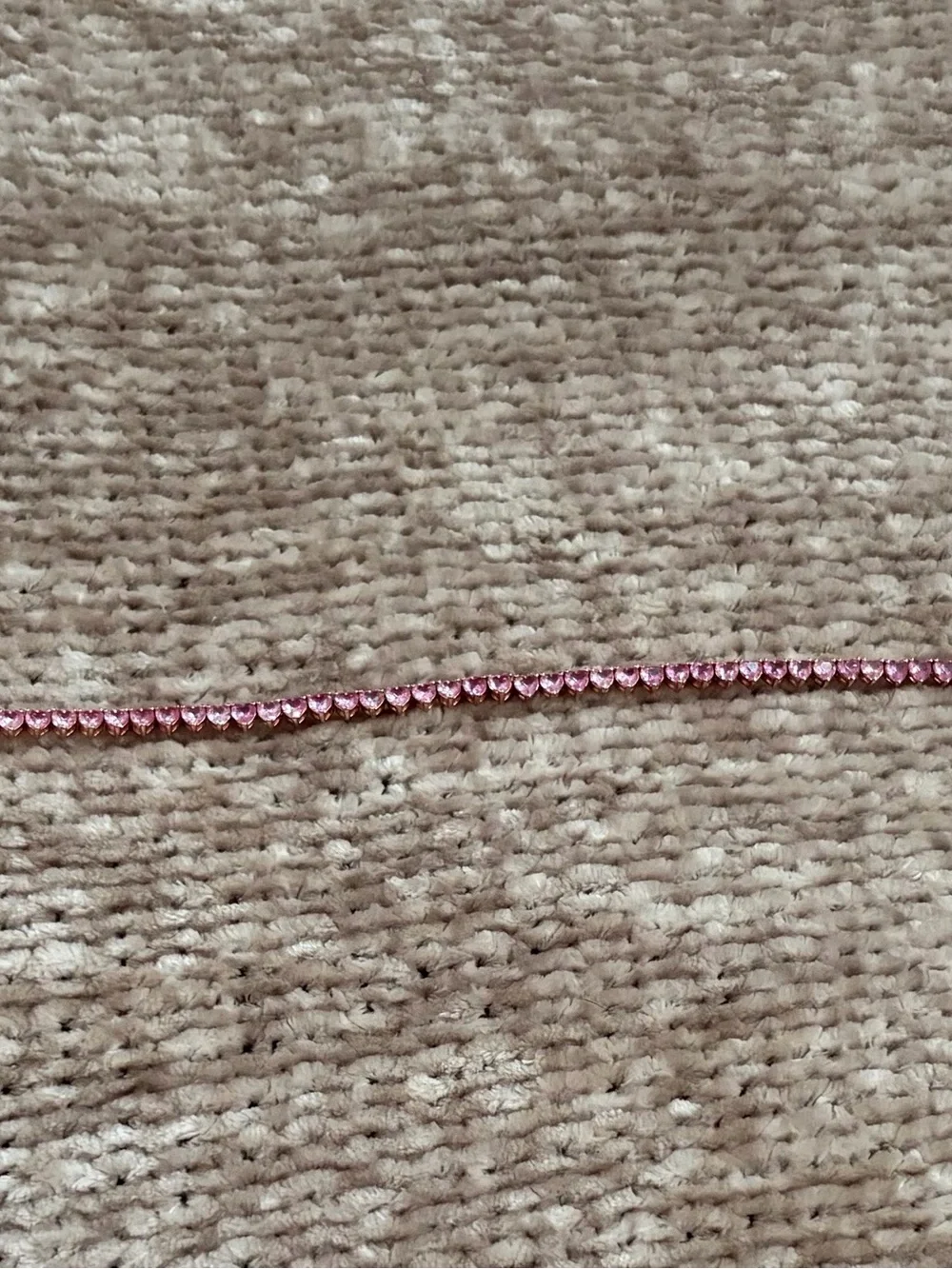 Pink Sapphire Rose Gold Heart-shaped Tennis Necklace
